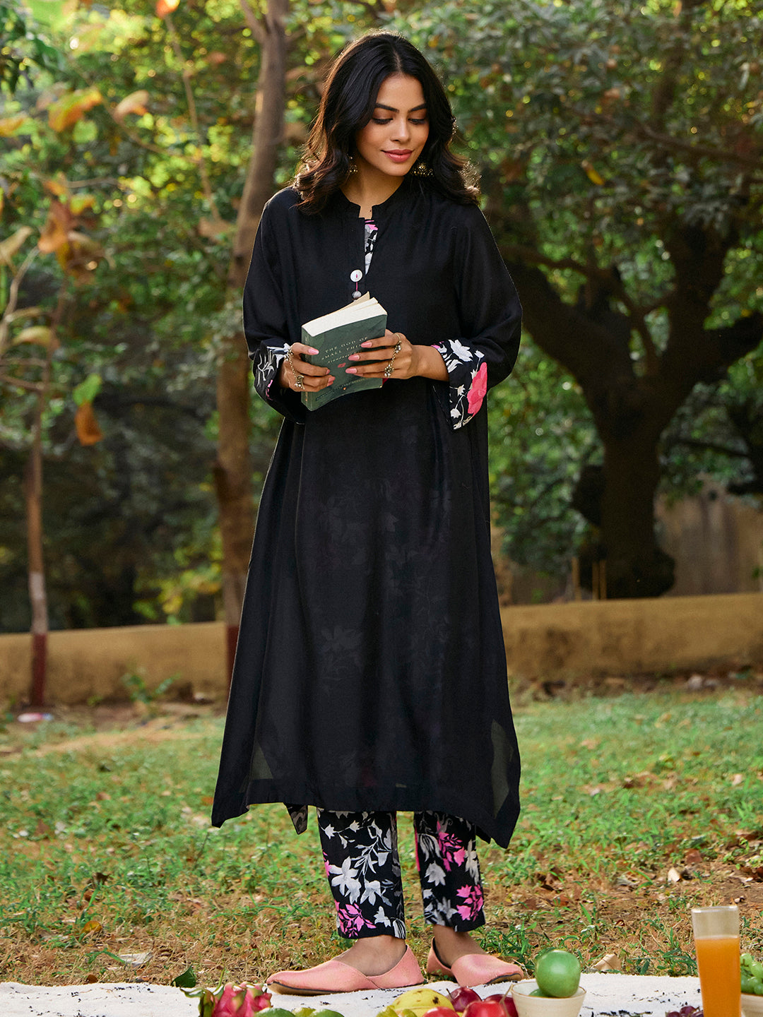 Embroidered A-Line Kurta & Trousers Sets