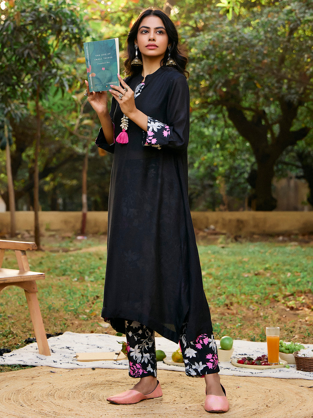 Embroidered A-Line Kurta & Trousers Sets