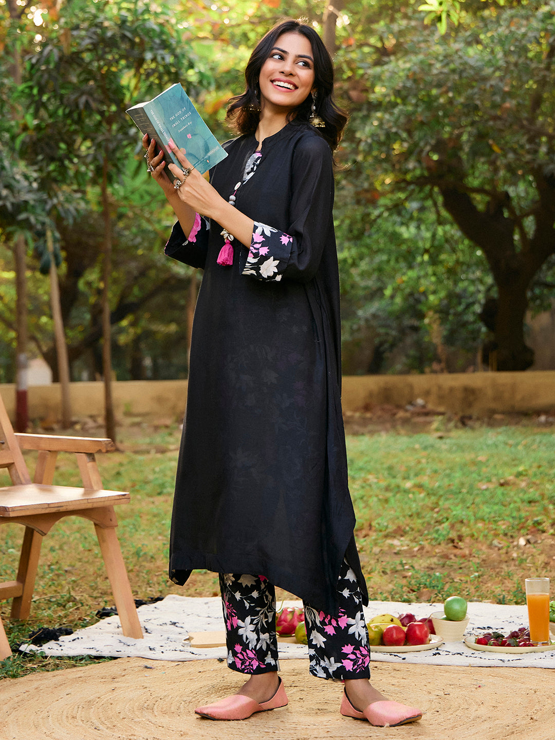 Embroidered A-Line Kurta & Trousers Sets