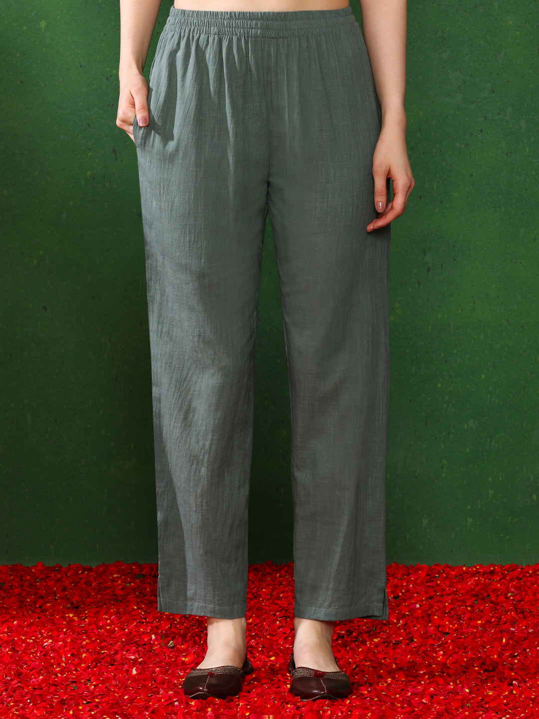 Floral Embroidered A-Line Kurta & Trousers Sets