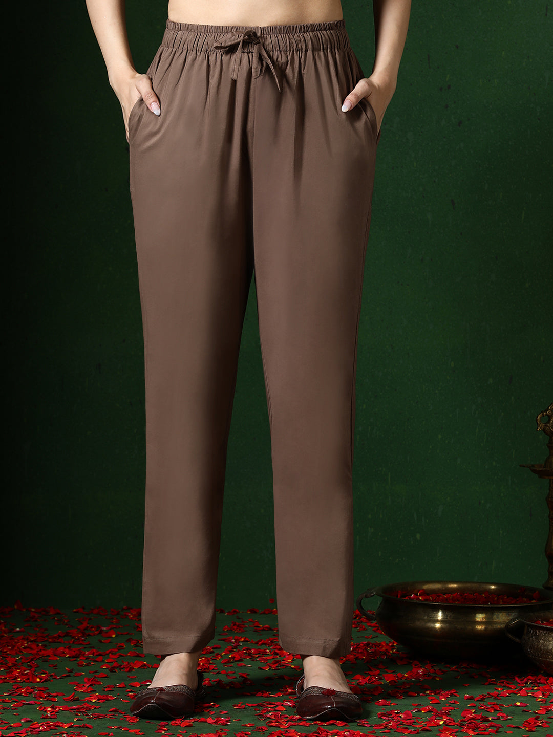 Floral Embroidered A-Line Pure Cotton Kurta & Trousers Sets