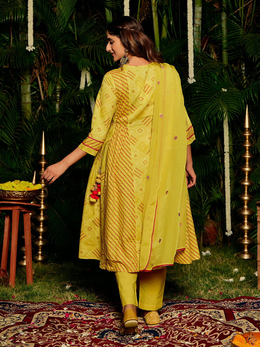 Embroidered A-Line Pure Cotton Kurta & Trousers Sets