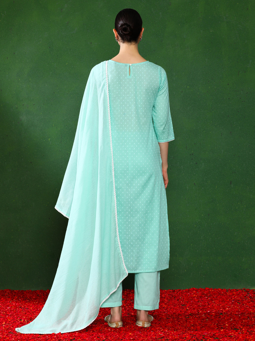 Floral Embroidered Straight kurta & Trousers Sets