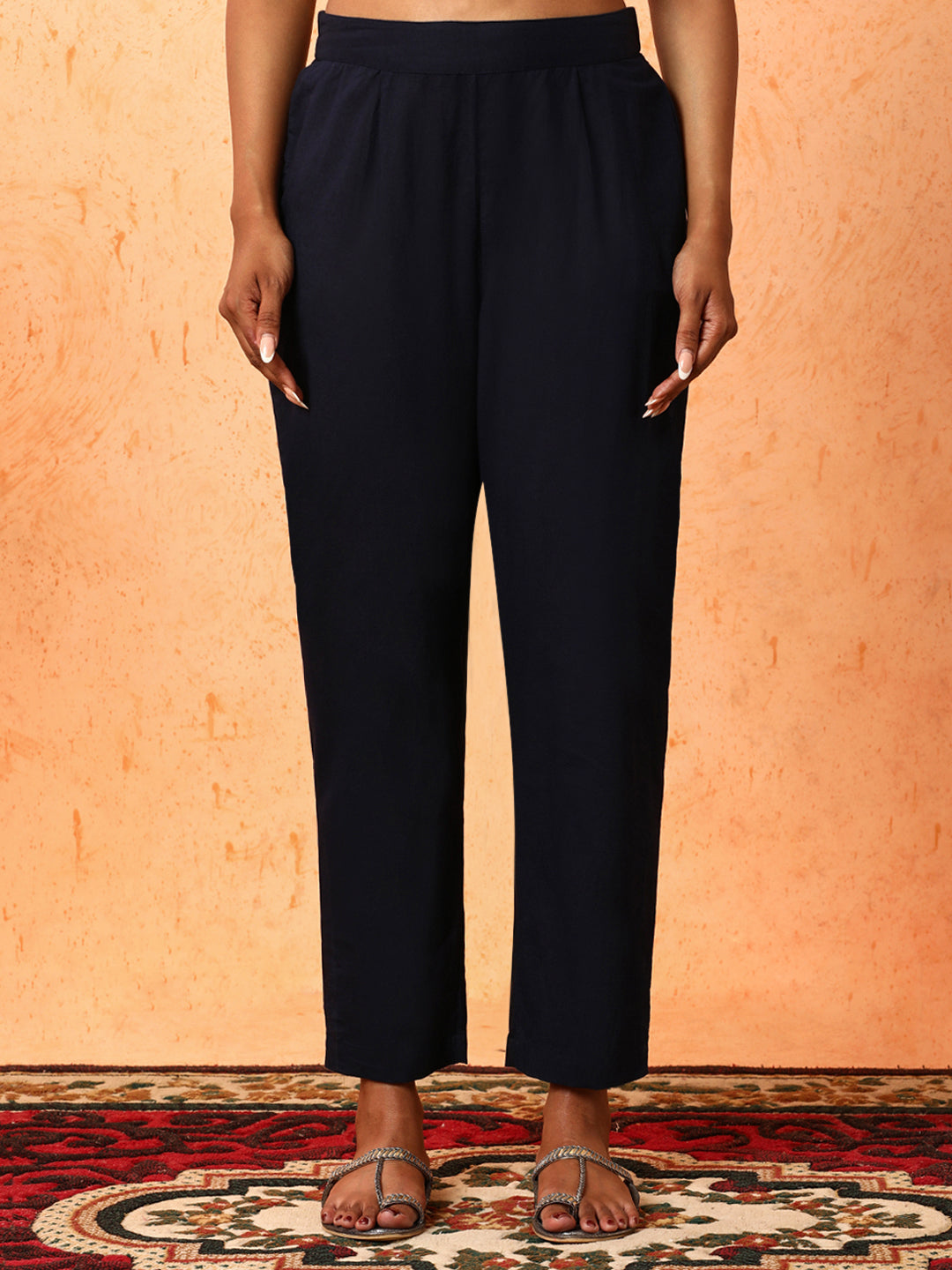 Floral Embroidered A-Line Pure Cotton Kurta & Trousers Sets