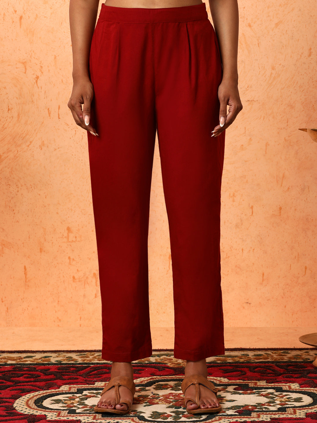 Floral Embroidered A-Line Pure Cotton Kurta & Trousers Sets