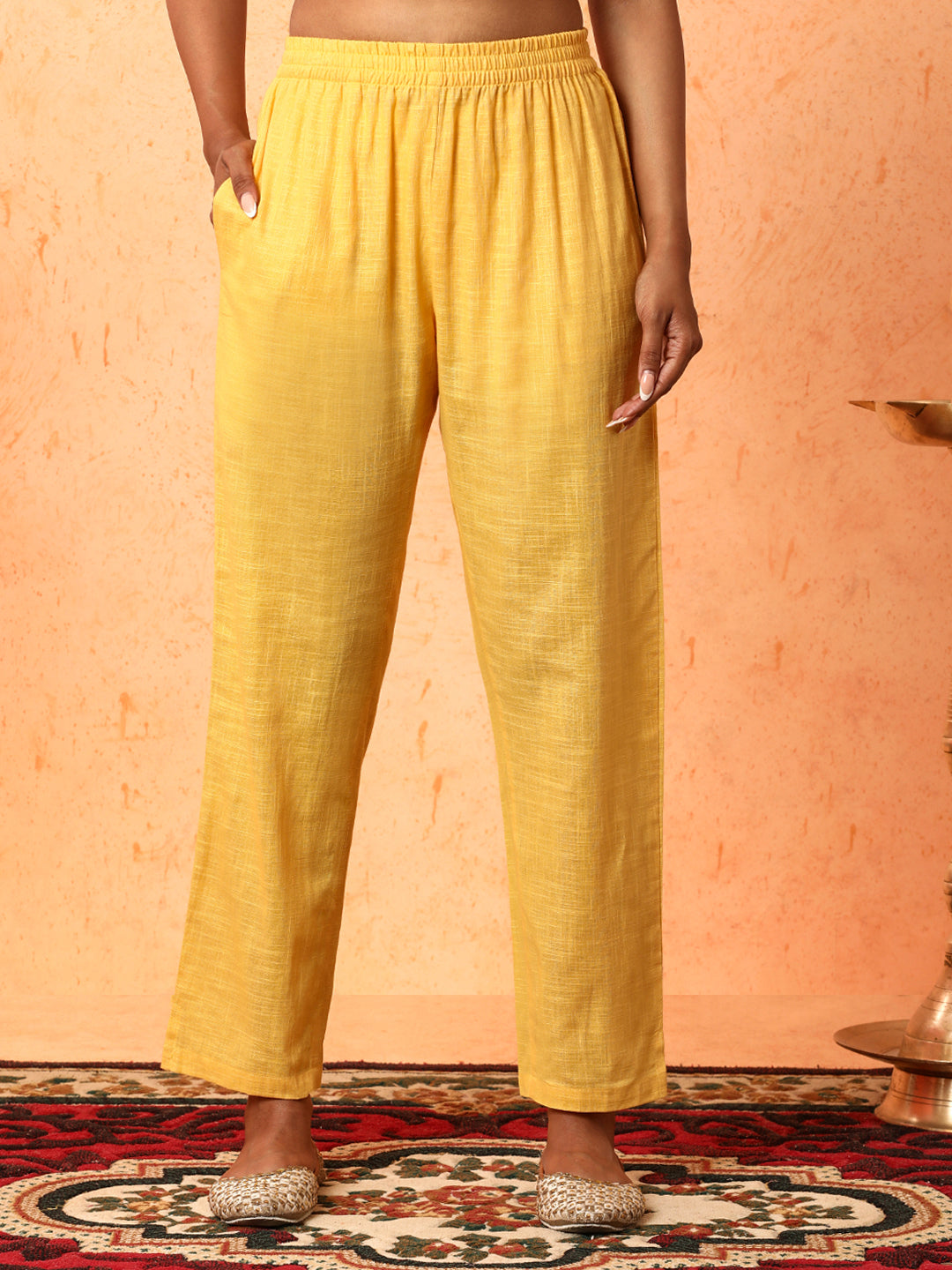 Floral Embroidered A-Line Pure Cotton Kurta & Trousers Sets