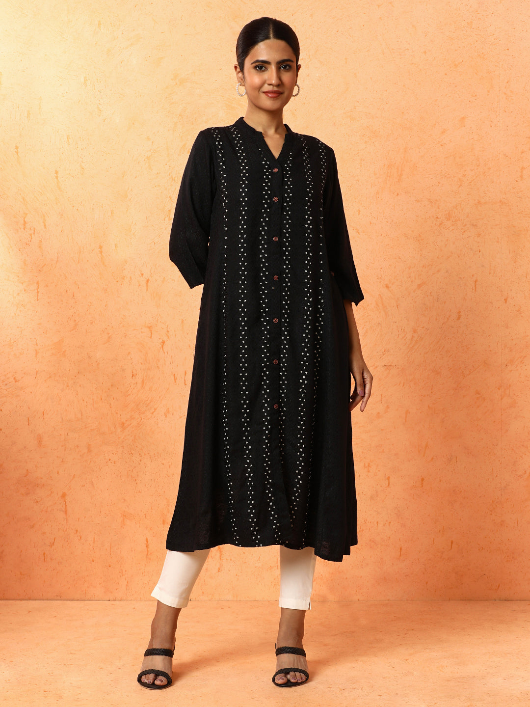 Floral Embroidered A-Line Kurta