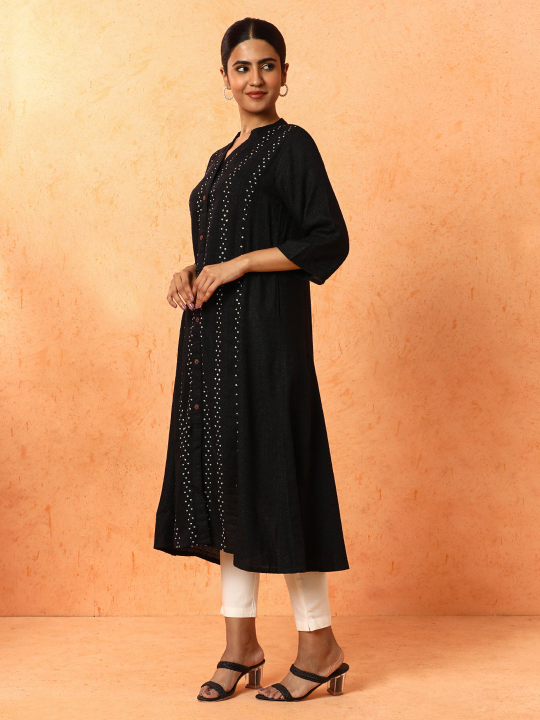 Floral Embroidered A-Line Kurta