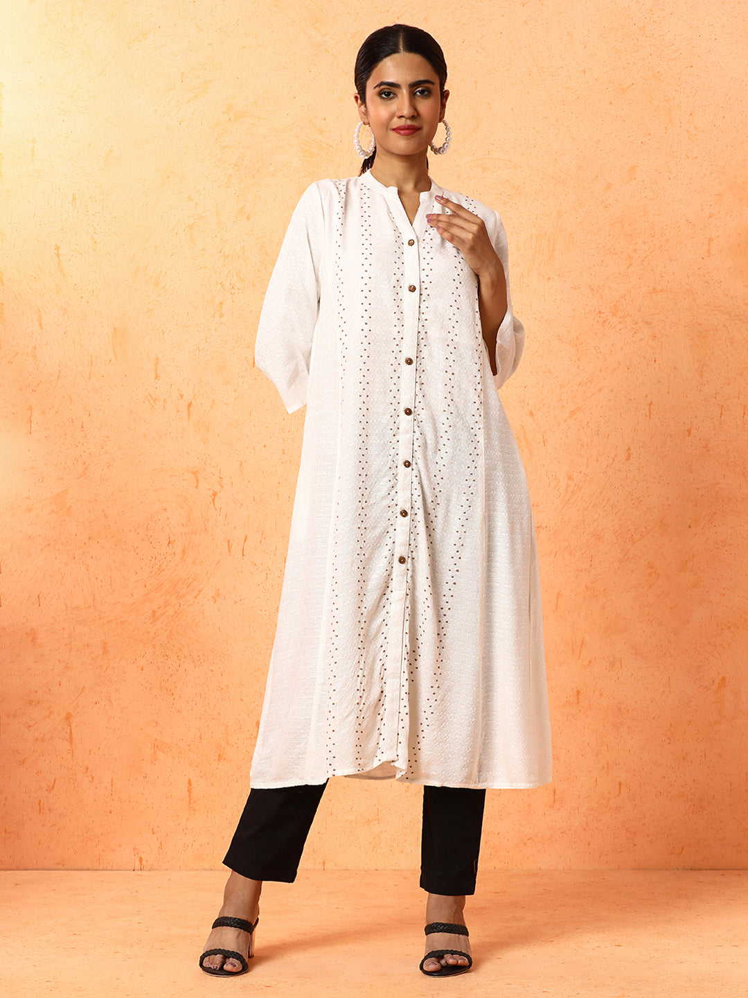 Floral Embroidered A-Line Kurta