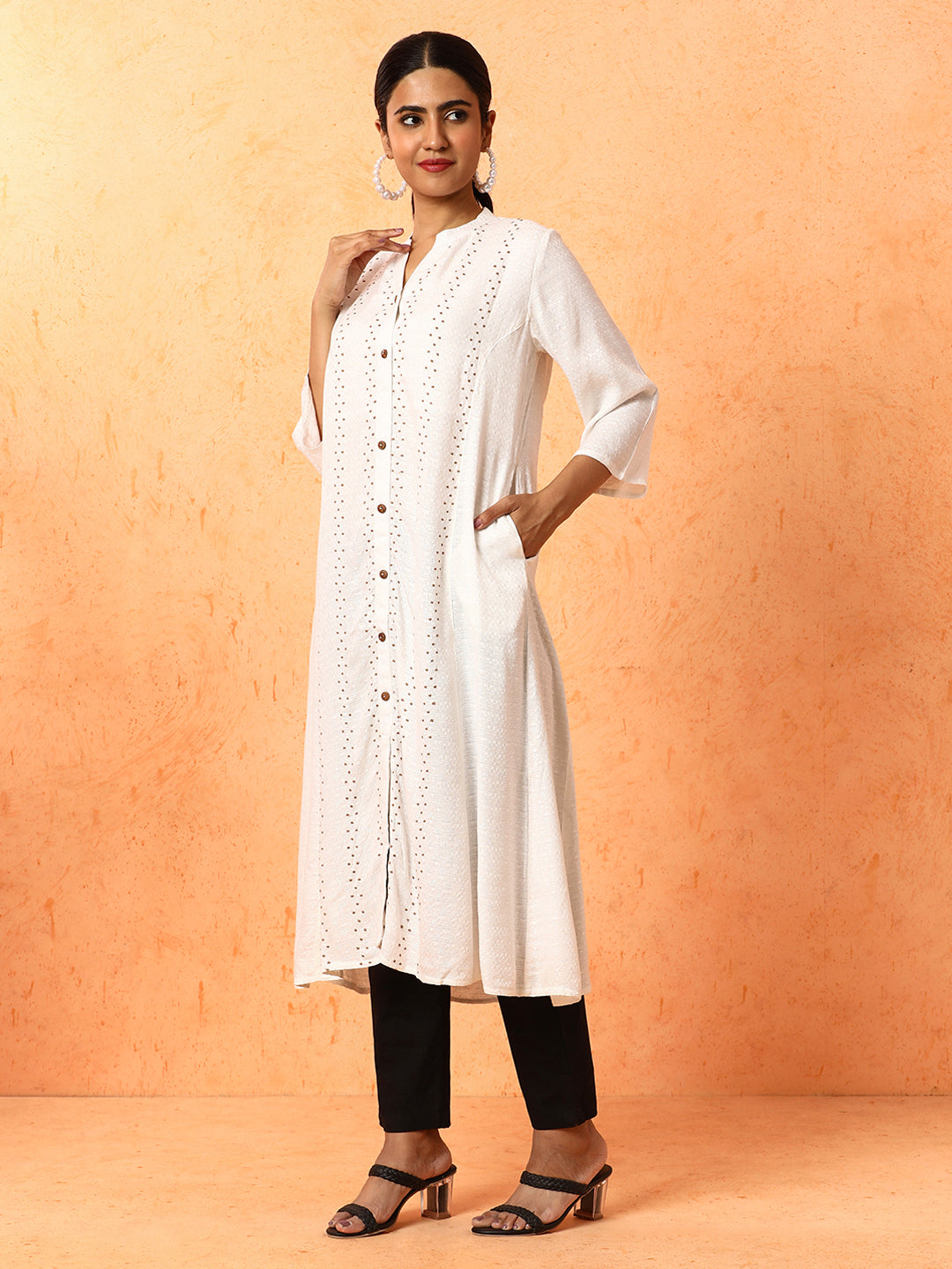 Floral Embroidered A-Line Kurta