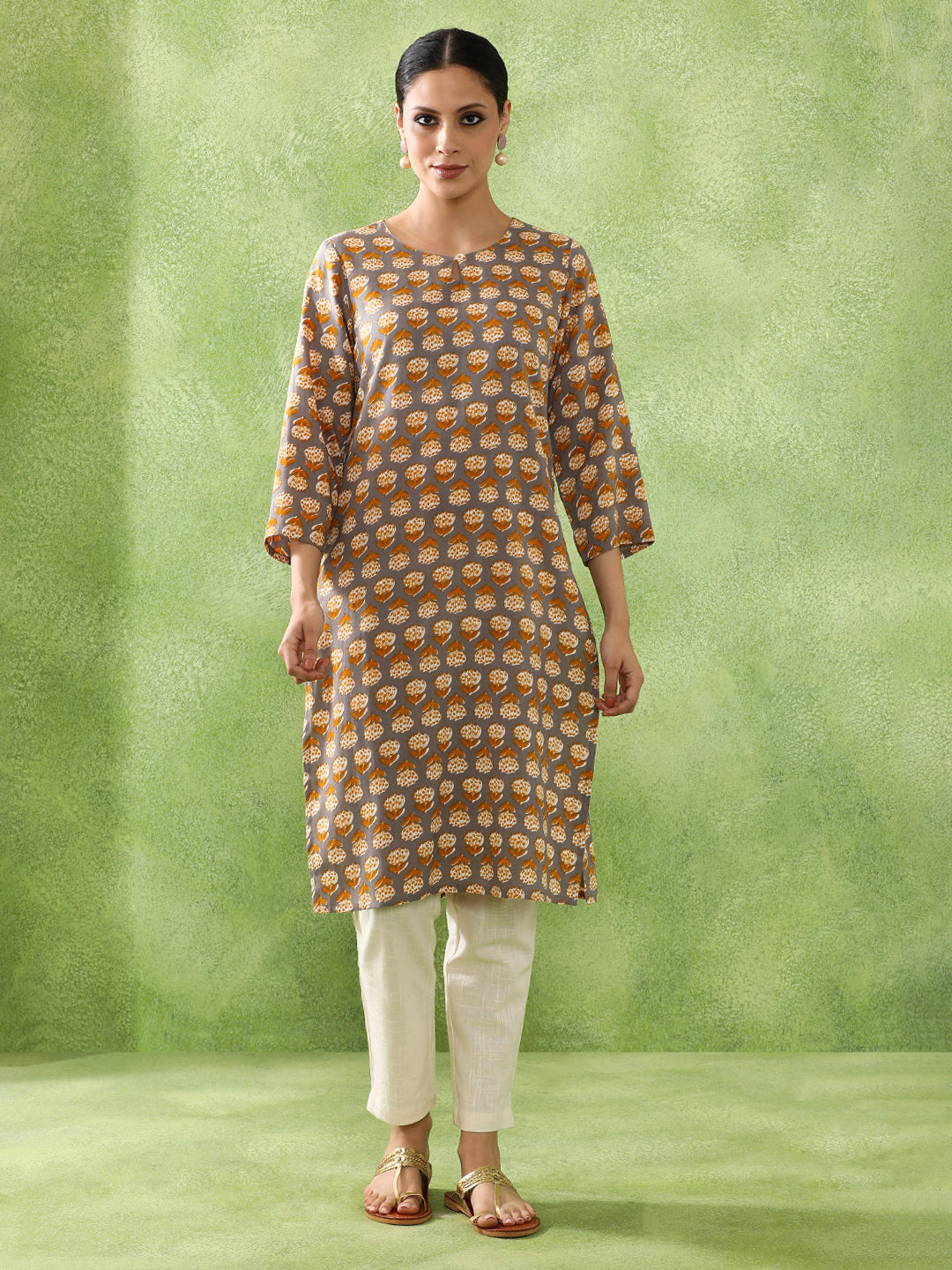 Floral Printed Straight Kurta