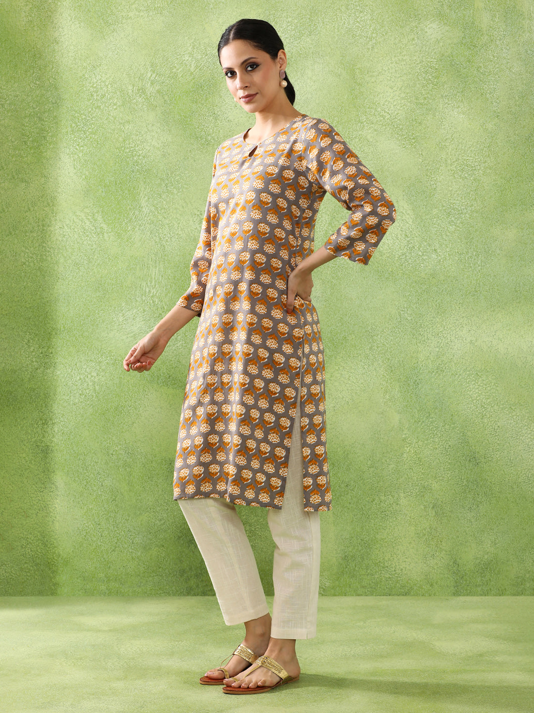 Floral Printed Straight Kurta