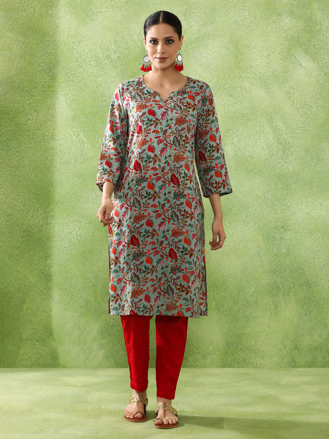 Floral Printed Straight Kurta