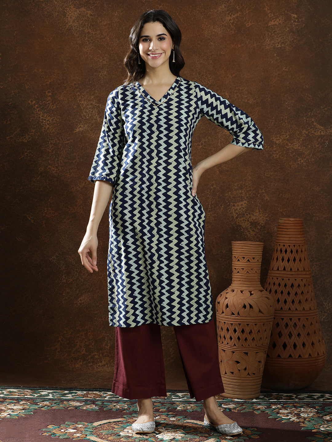 Floral Printed Straight Pure Cotton Kurta