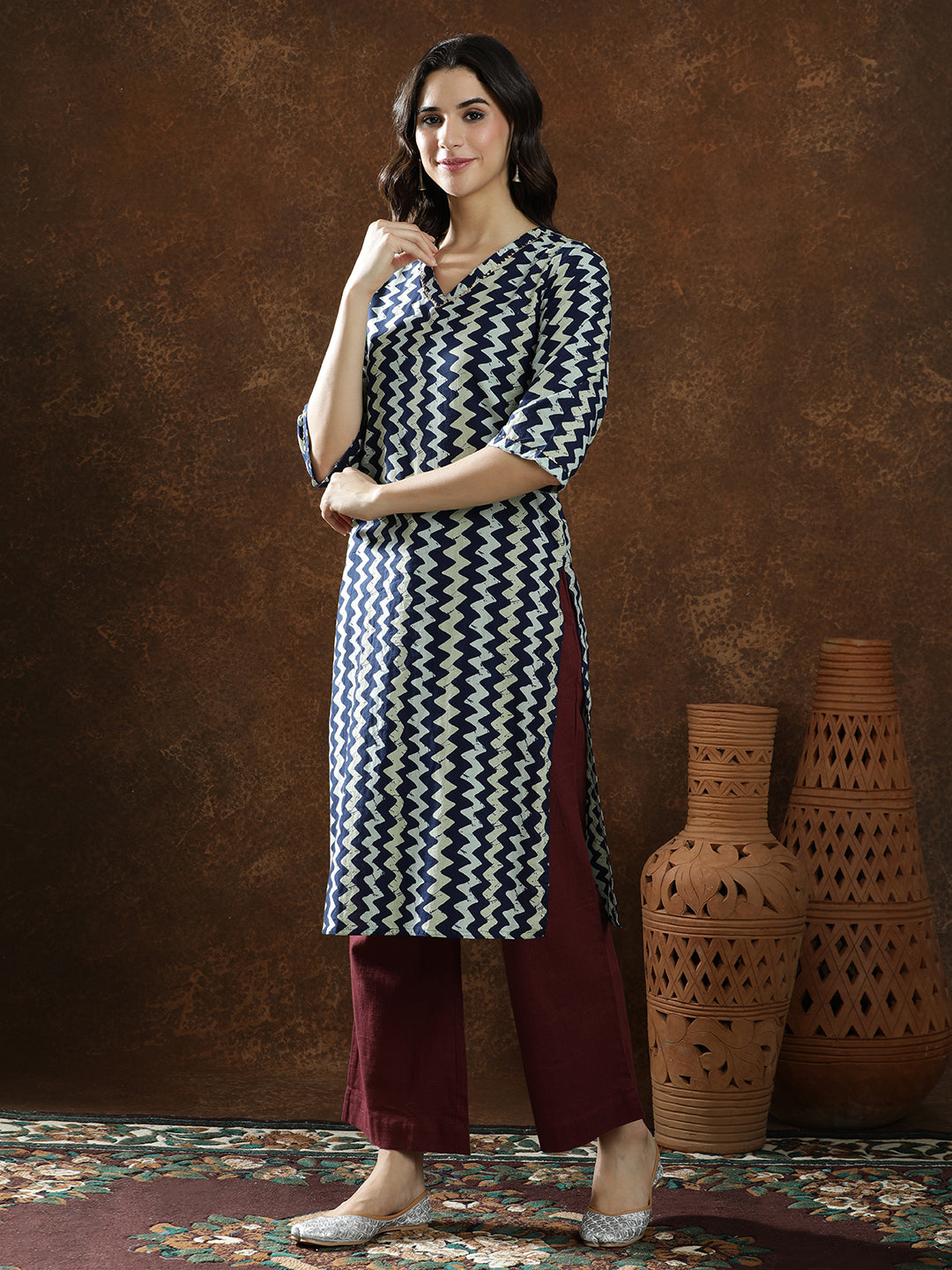 Floral Printed Straight Pure Cotton Kurta