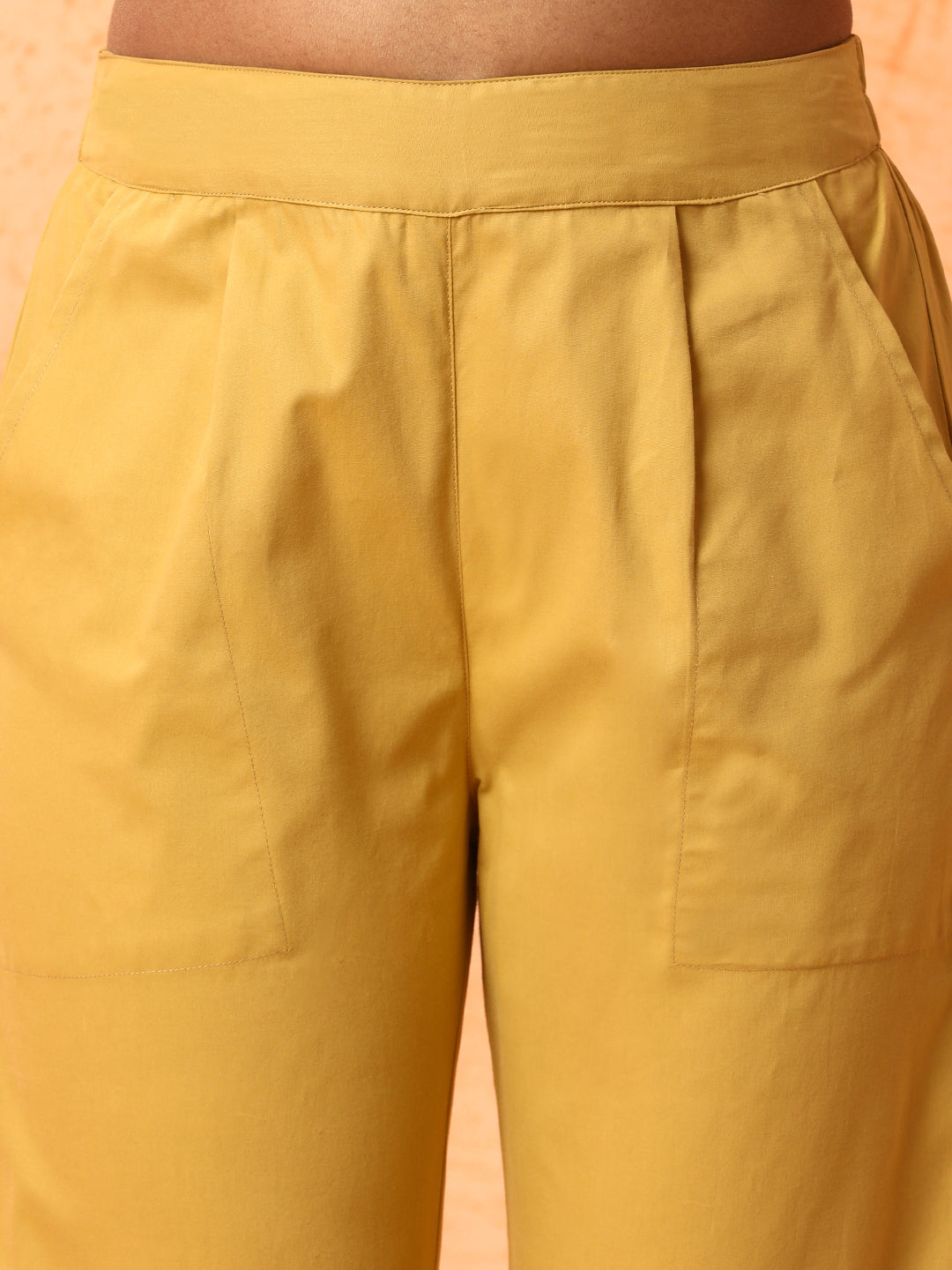 Women Beige Solid Regular Trousers