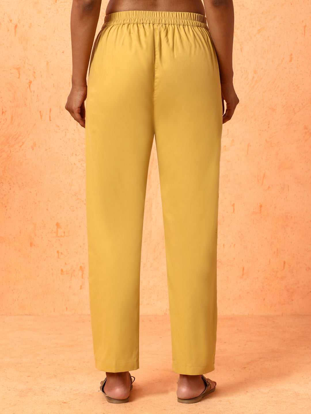 Women Beige Solid Regular Trousers