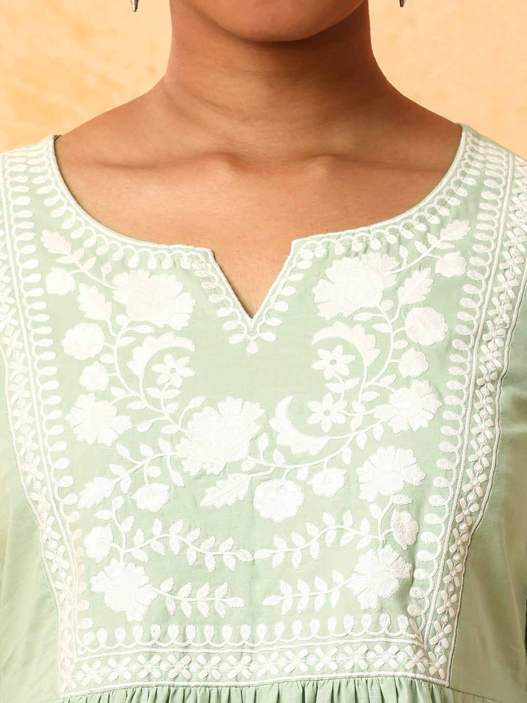 Textured Embroidered A-Line Pure Cotton Top
