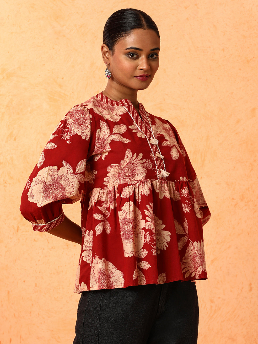 Solid Printed A-Line Pure Cotton Top