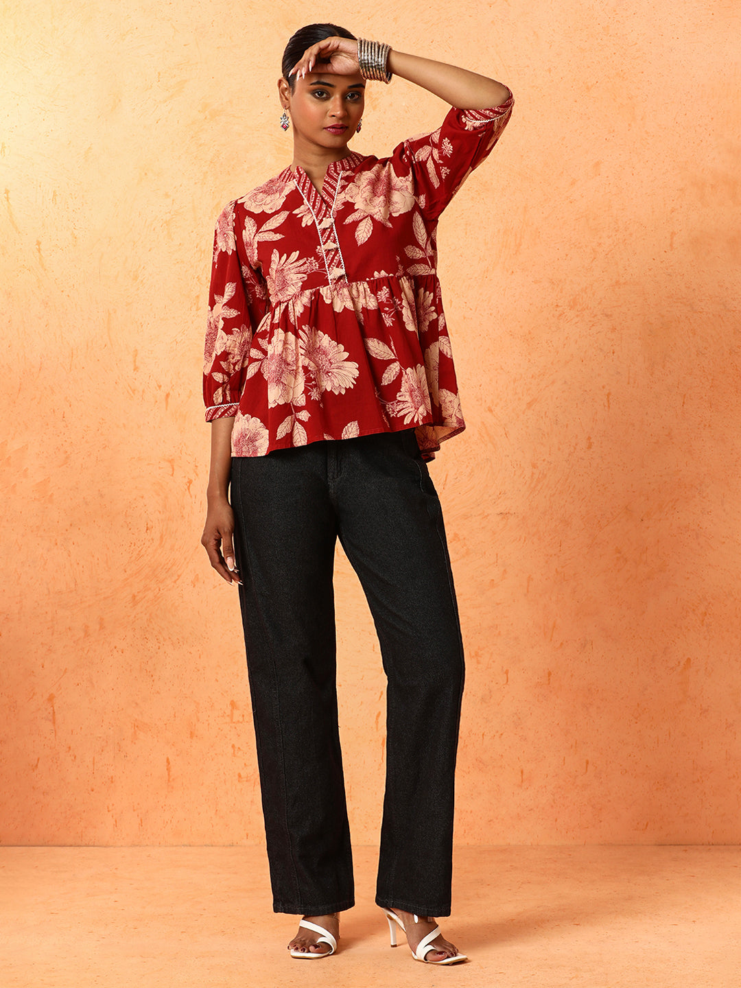 Solid Printed A-Line Pure Cotton Top