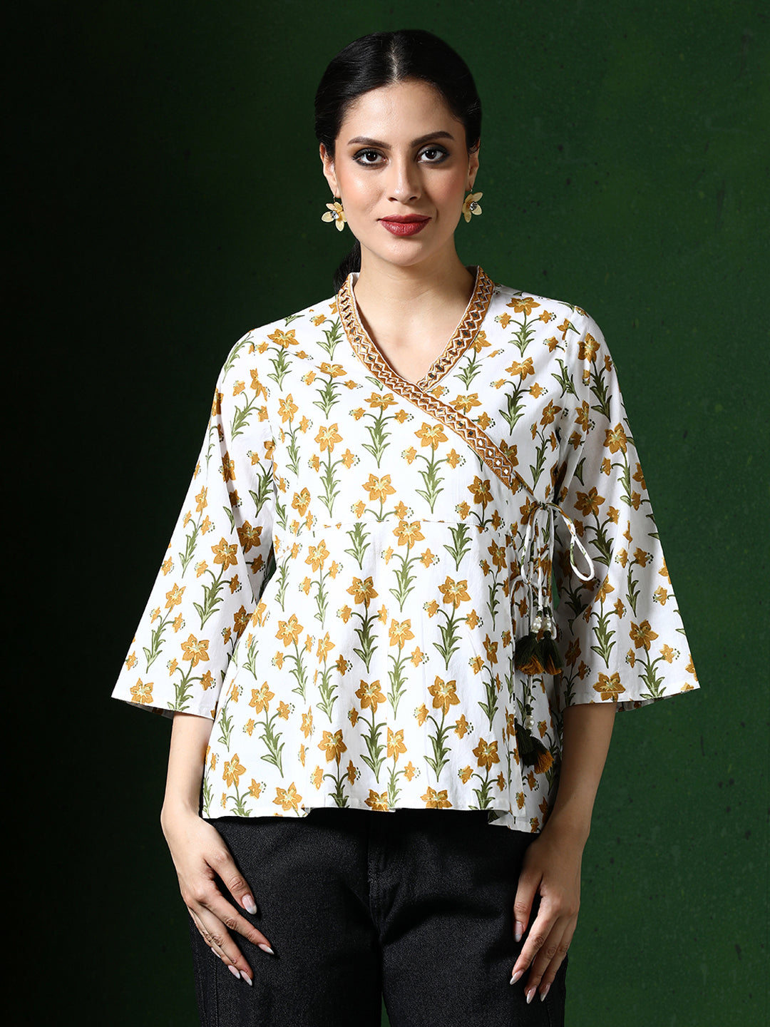 Floral Embroidered A-Line Pure Cotton Top