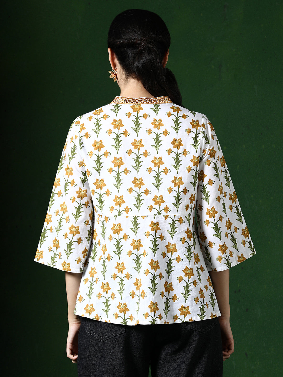 Floral Embroidered A-Line Pure Cotton Top