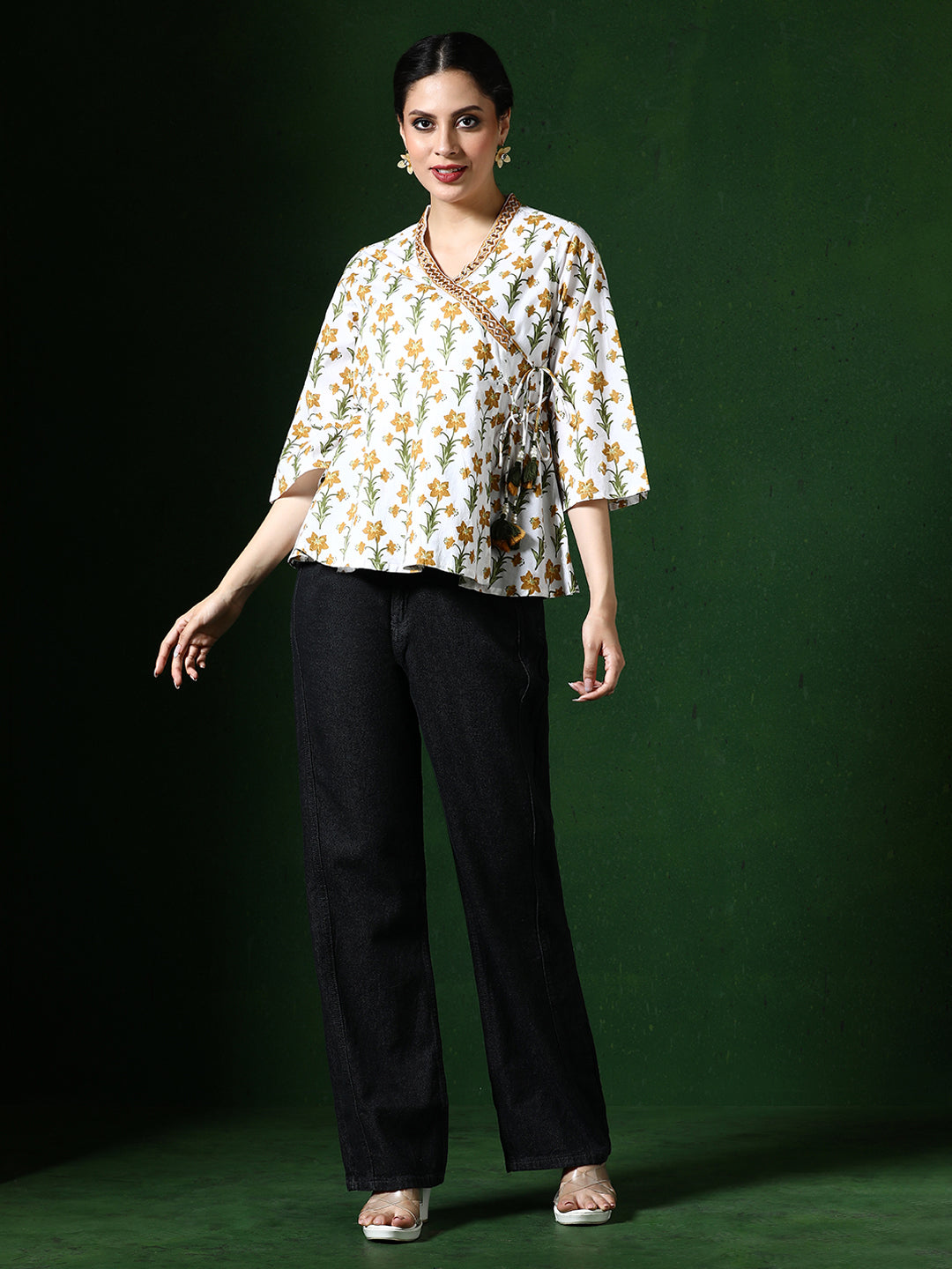 Floral Embroidered A-Line Pure Cotton Top