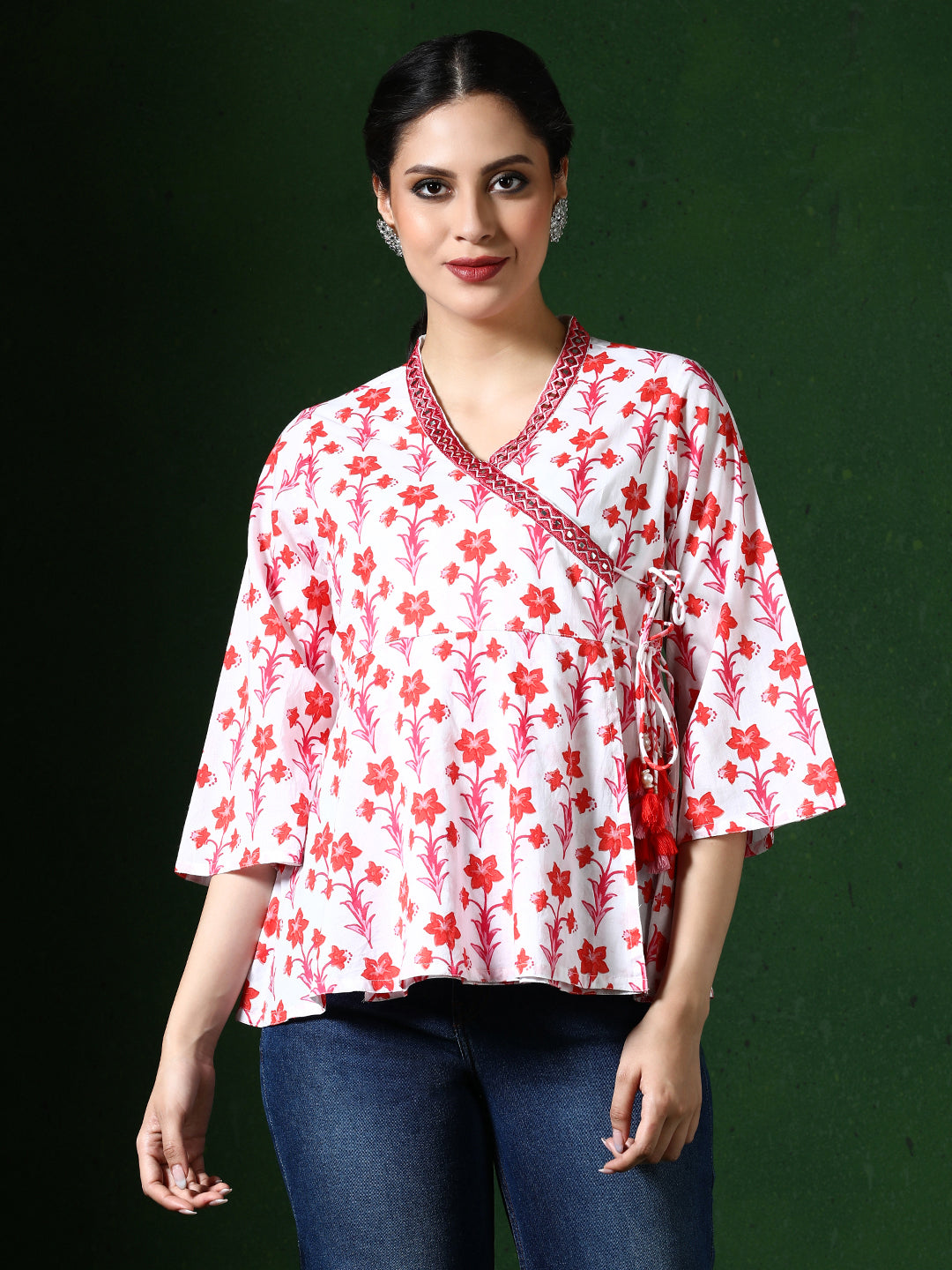 Floral Embroidered A-Line Pure Cotton Top