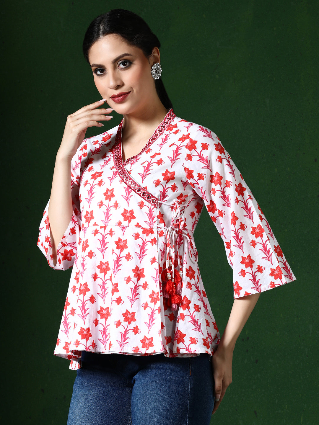 Floral Embroidered A-Line Pure Cotton Top