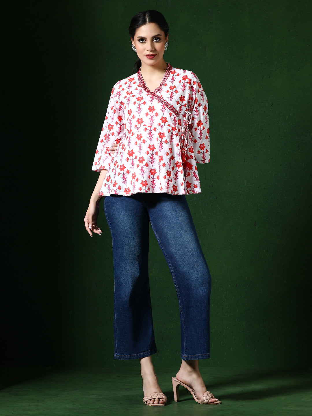 Floral Embroidered A-Line Pure Cotton Top