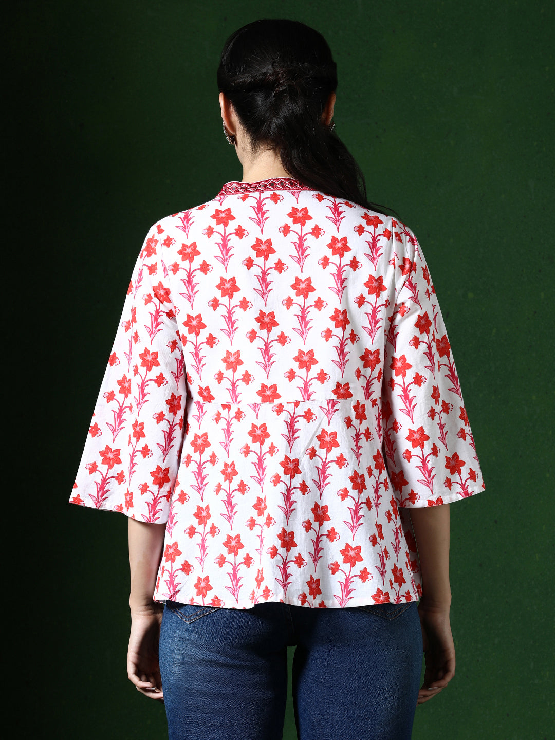 Floral Embroidered A-Line Pure Cotton Top