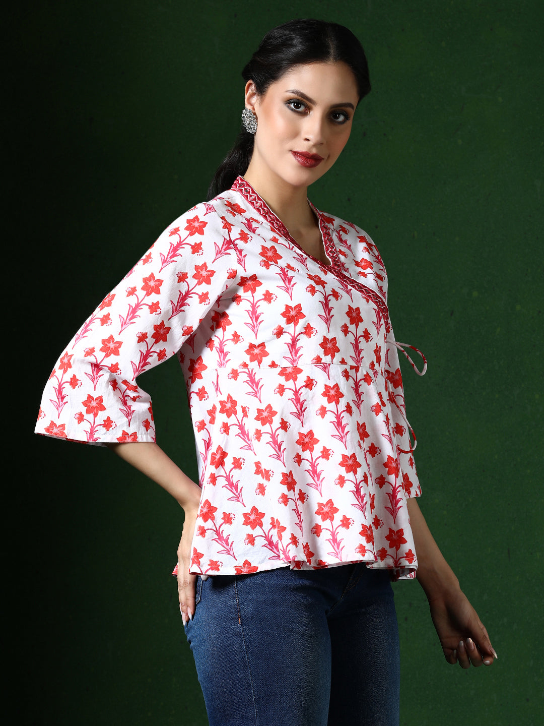 Floral Embroidered A-Line Pure Cotton Top