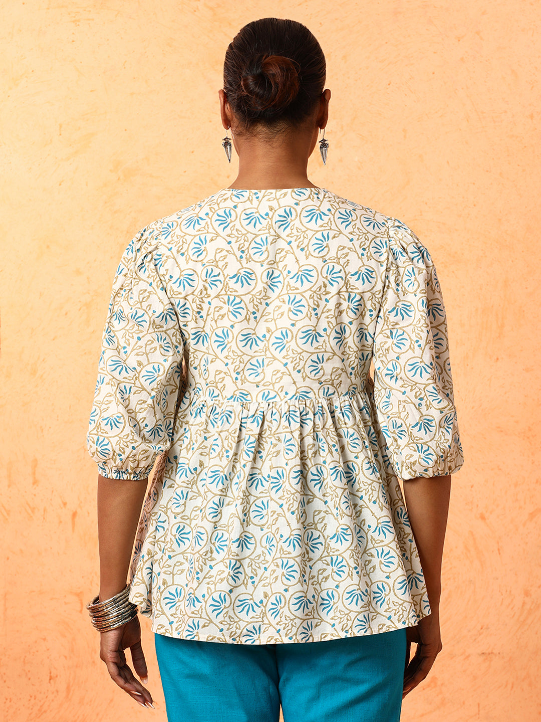 Floral Printed A-Line Pure Cotton Top