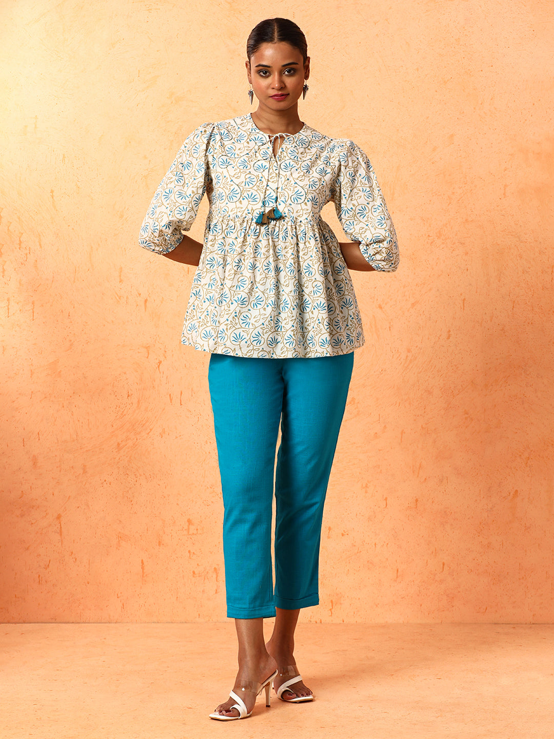 Floral Printed A-Line Pure Cotton Top