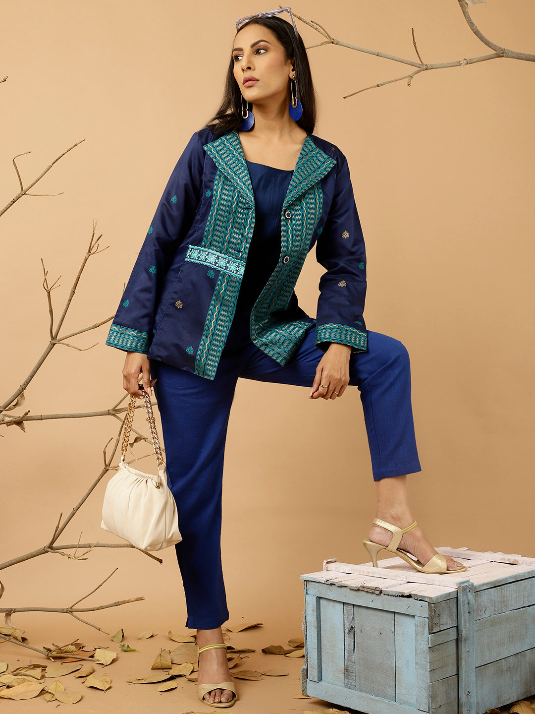 Chanderi Embroidered Jacket