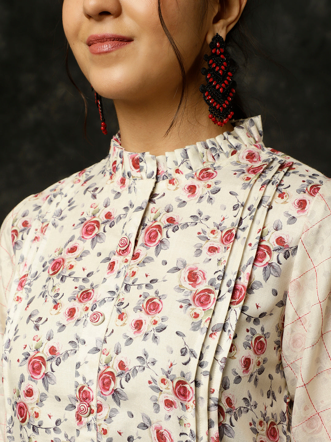 Yellow Rose Printed A-line Kurta