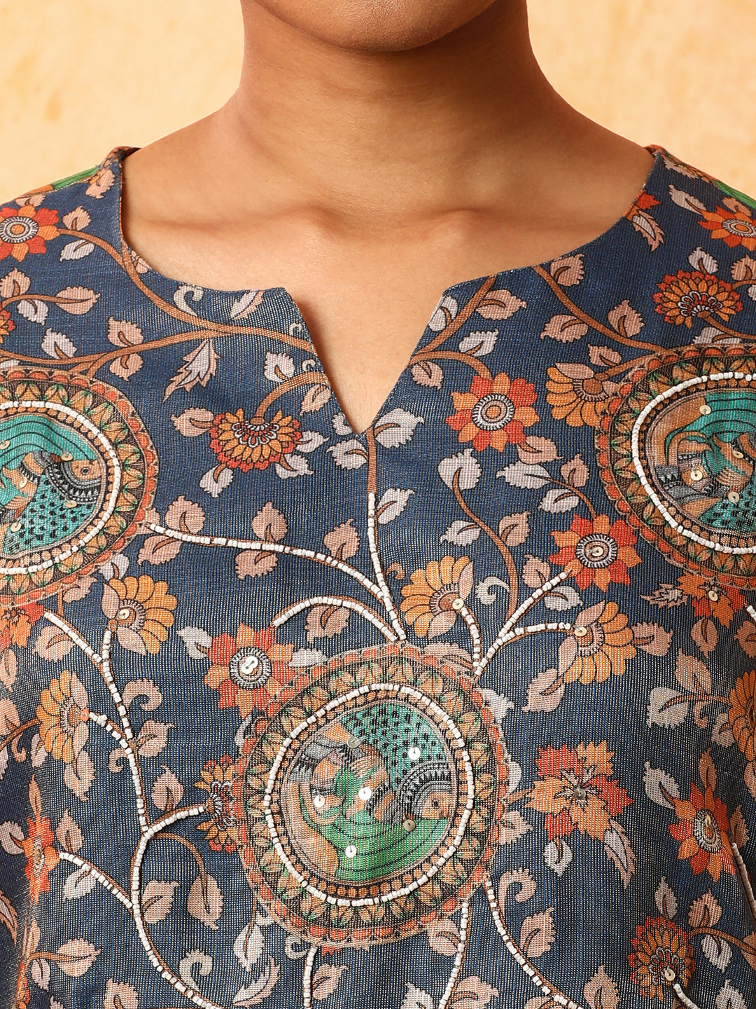 Floral Embroidered A-Line Silk Blend Kurta & Trousers Sets