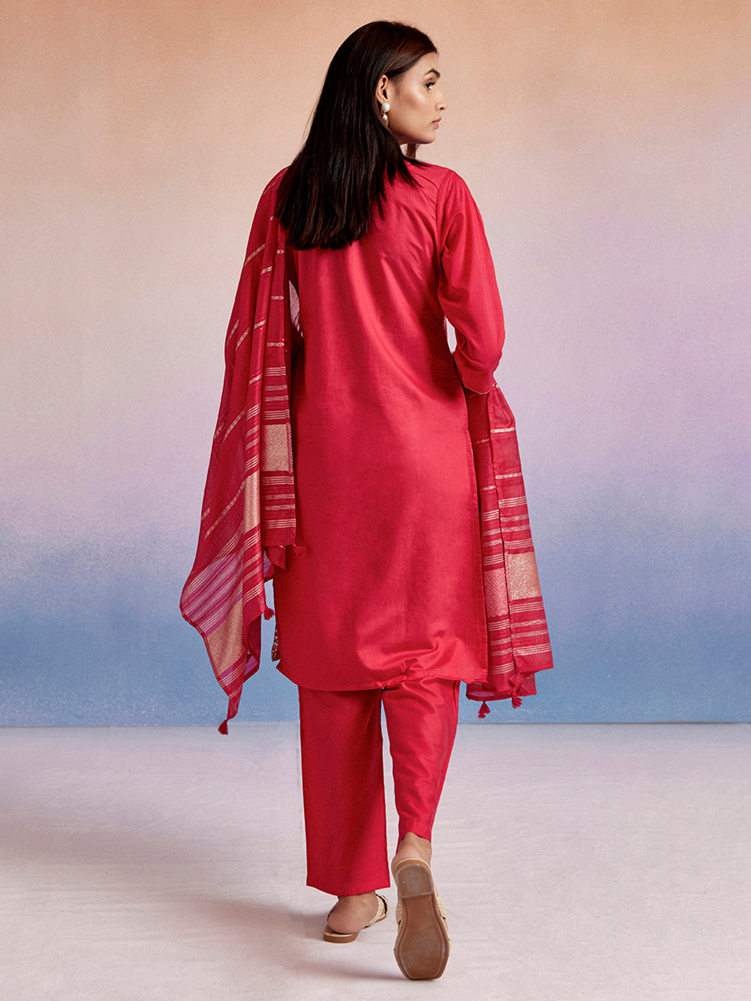 EMBROIDERED STRAIGHT KURTA WITH PANT & DUPATTA