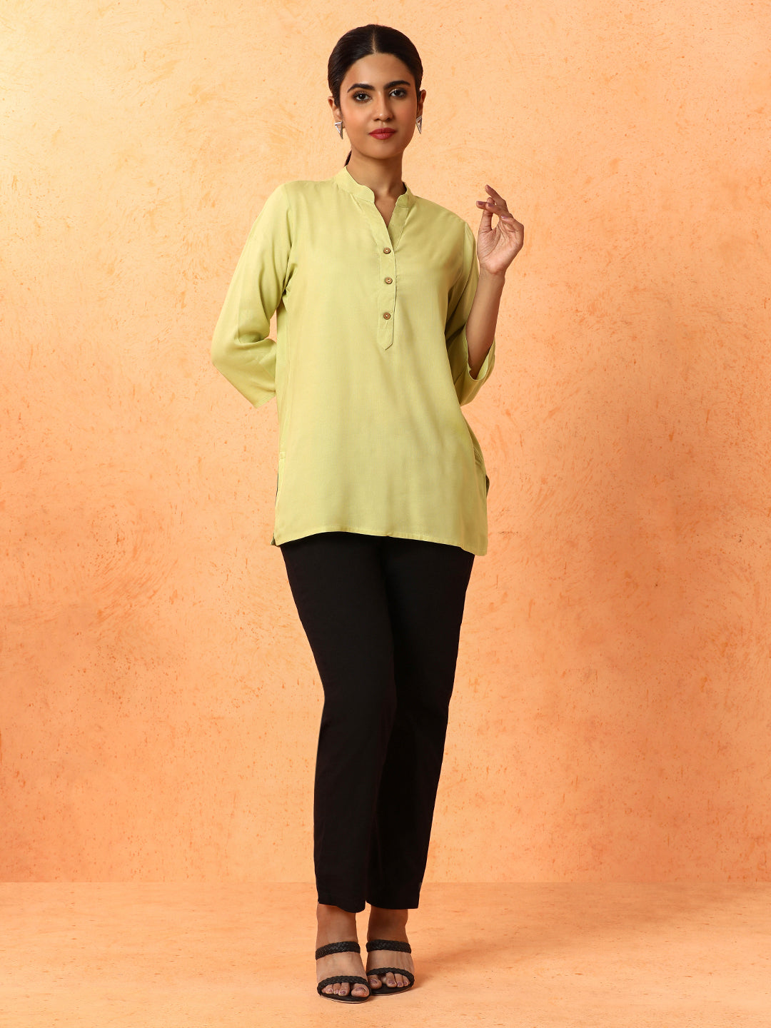 Solid Printed A-Line Kurta