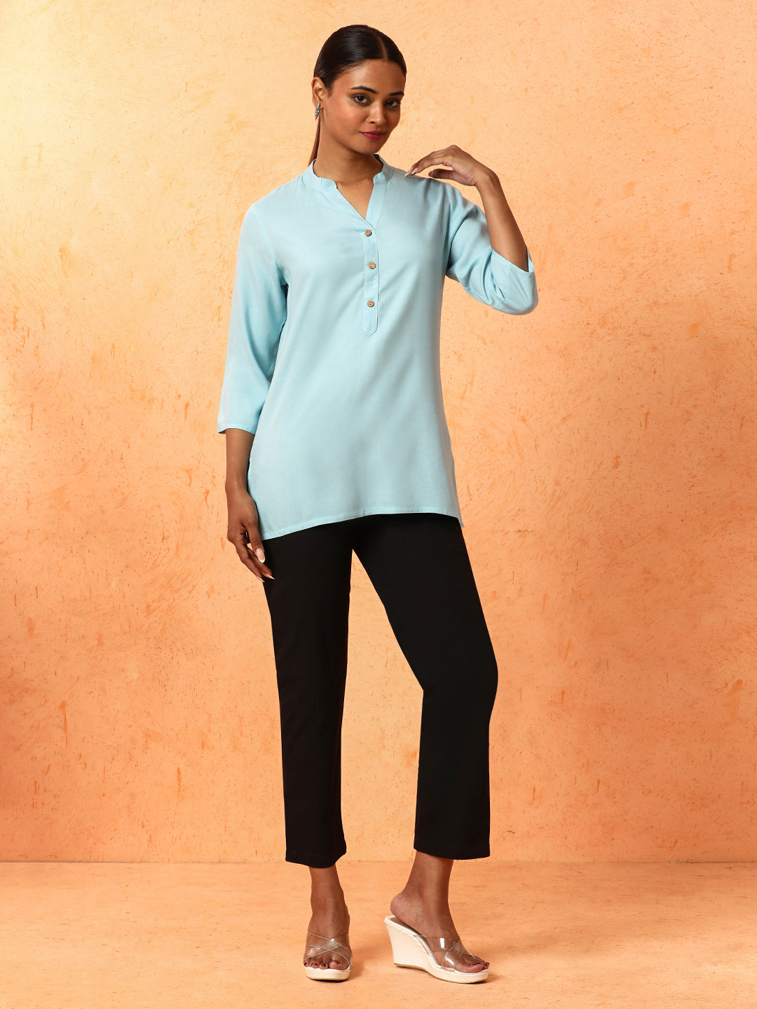 Solid Printed A-Line Kurta