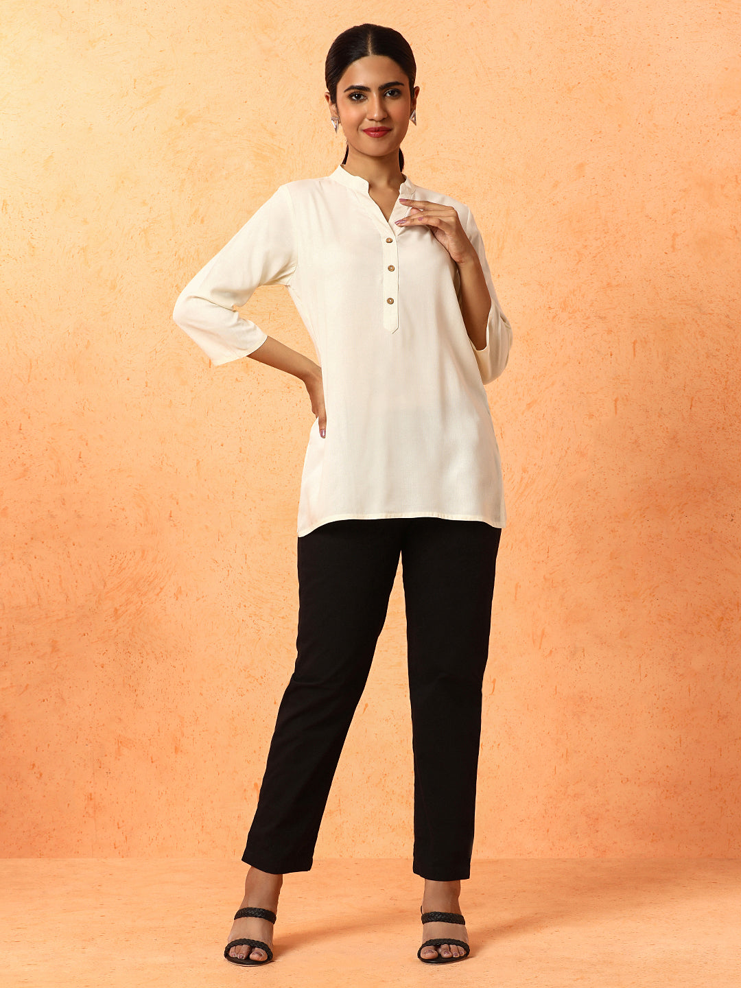 Solid Printed A-Line Kurta