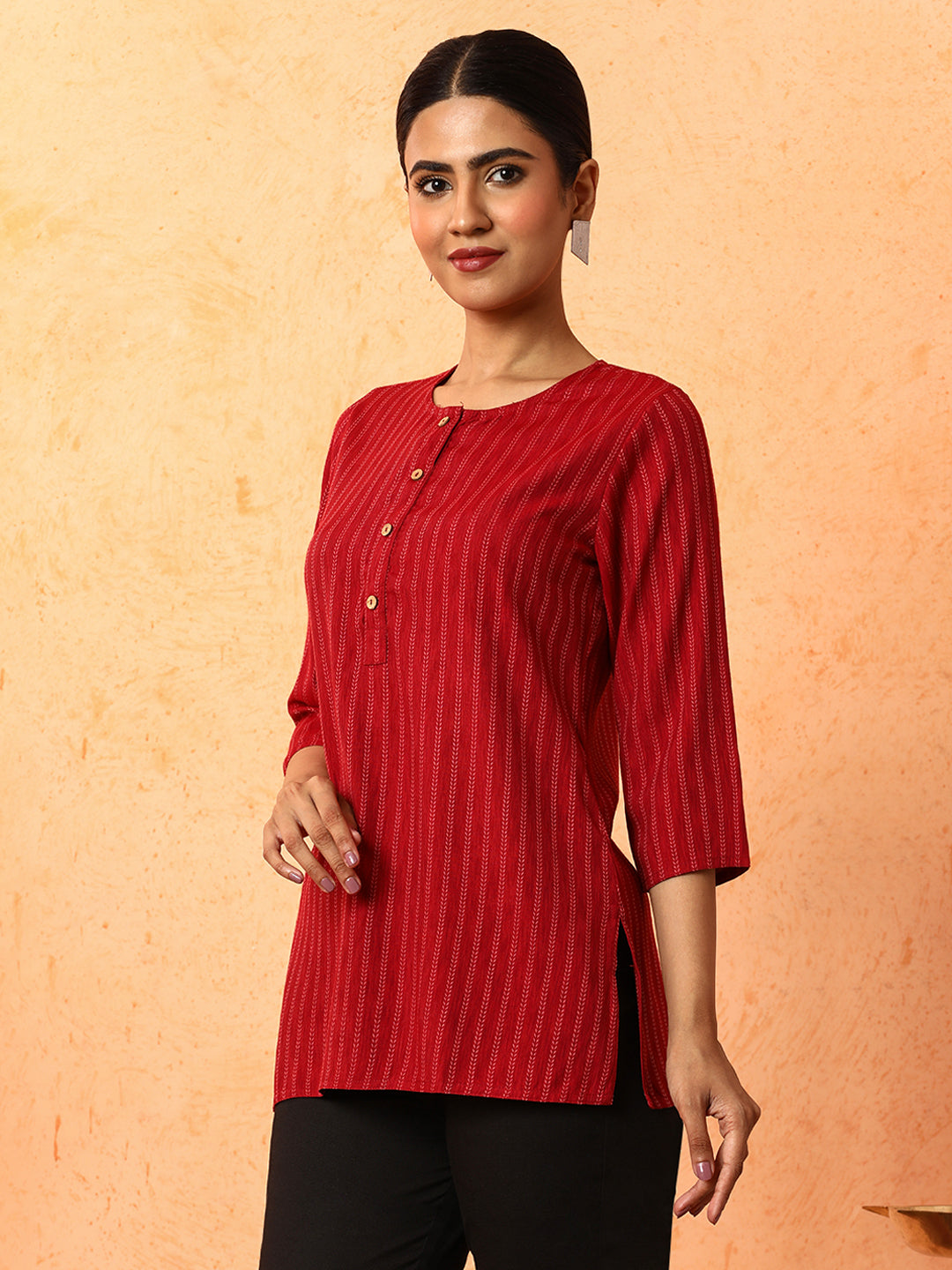 Striped Printed A-Line Kurta