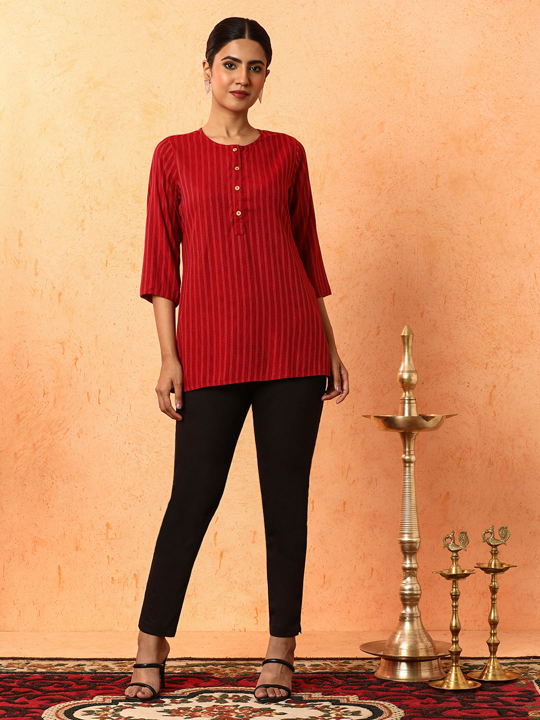 Striped Printed A-Line Kurta