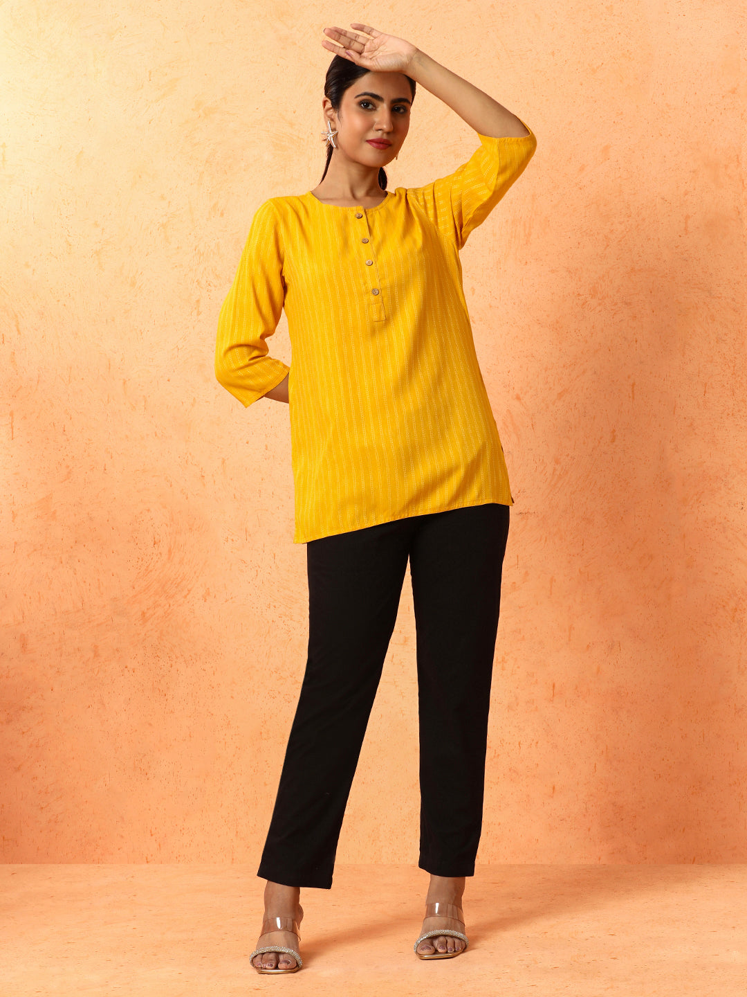 Striped Printed A-Line Kurta