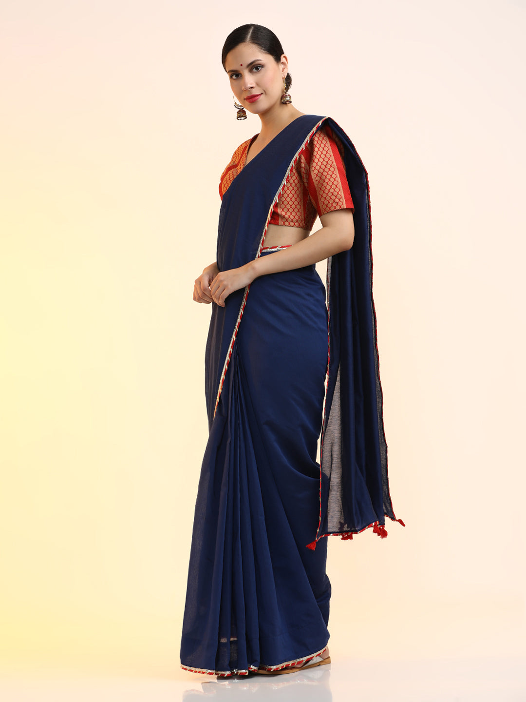 Ready to Wear Chanderi Solid Saree With Blouse Piece