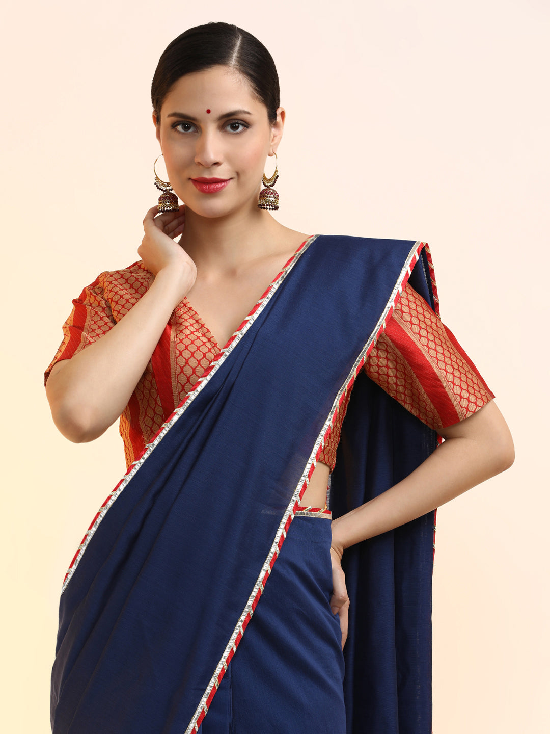 Ready to Wear Chanderi Solid Saree With Blouse Piece