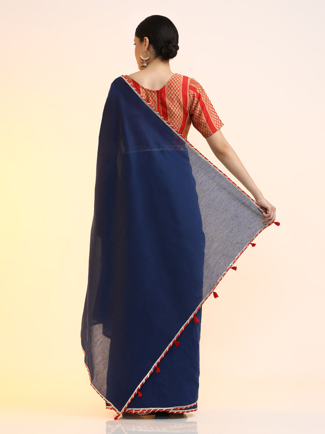 Ready to Wear Chanderi Solid Saree With Blouse Piece