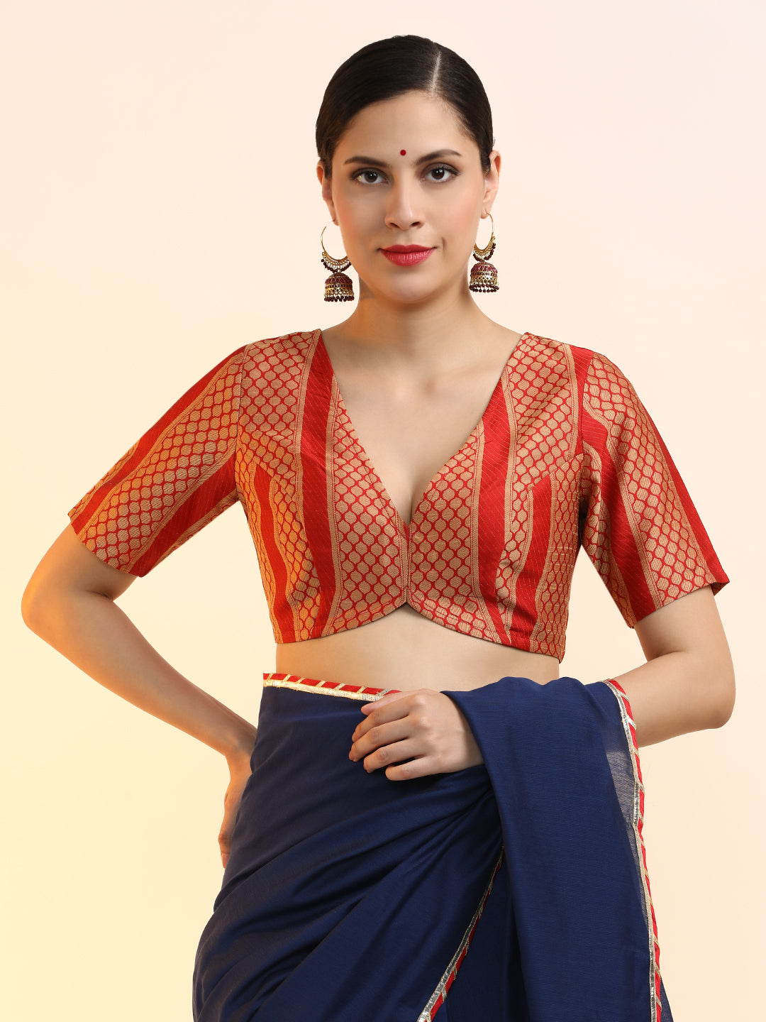 Ready to Wear Chanderi Solid Saree With Blouse Piece