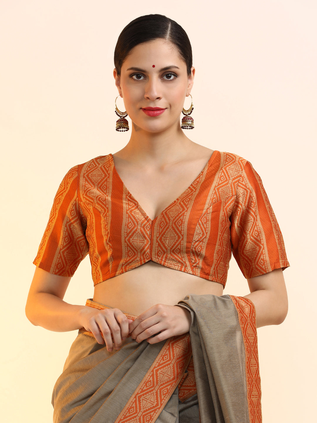 Ready to Wear Chanderi Solid Saree With Blouse Piece