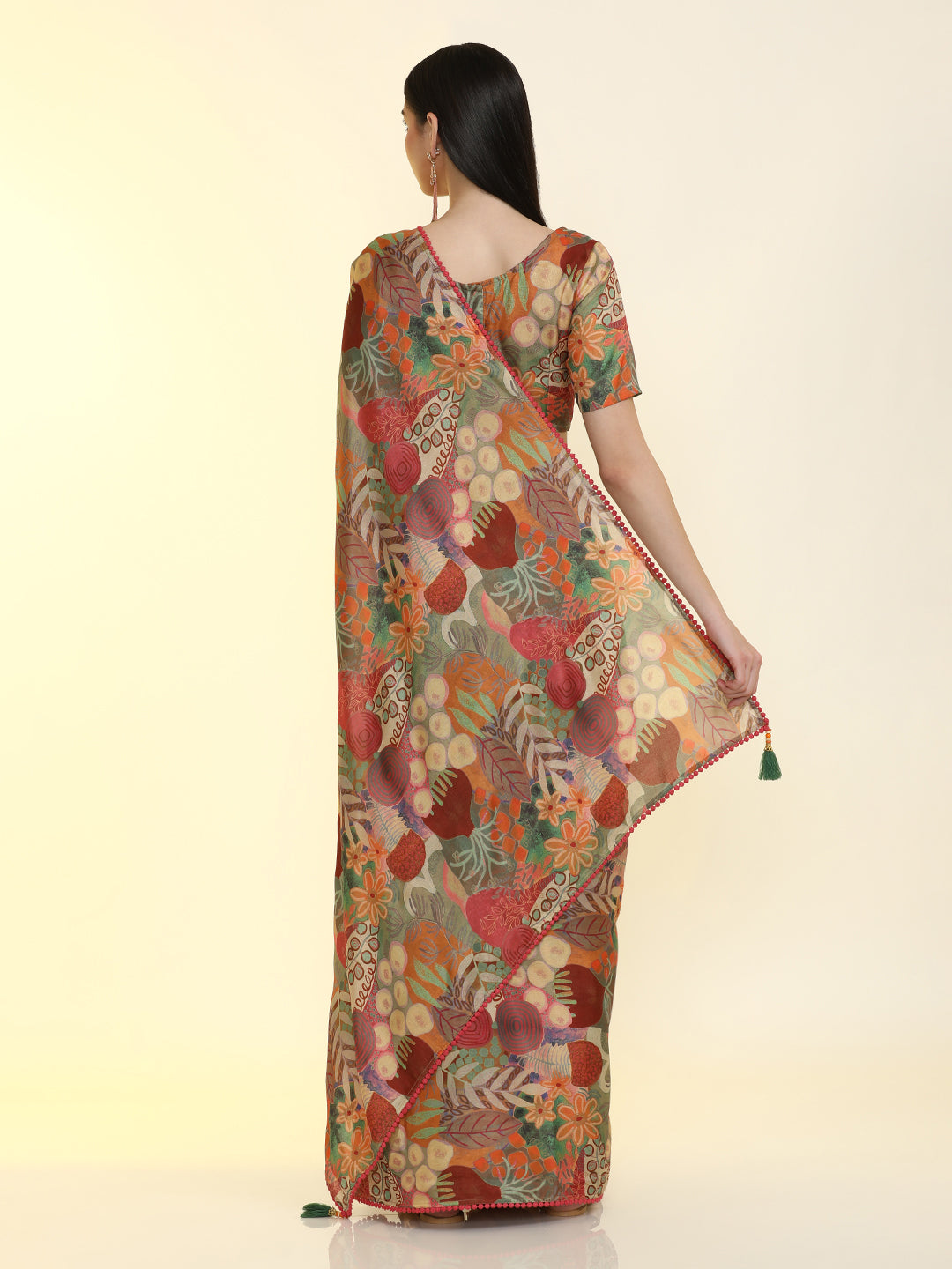 Ready to Wear Tussar Silk Tropical Printed Saree